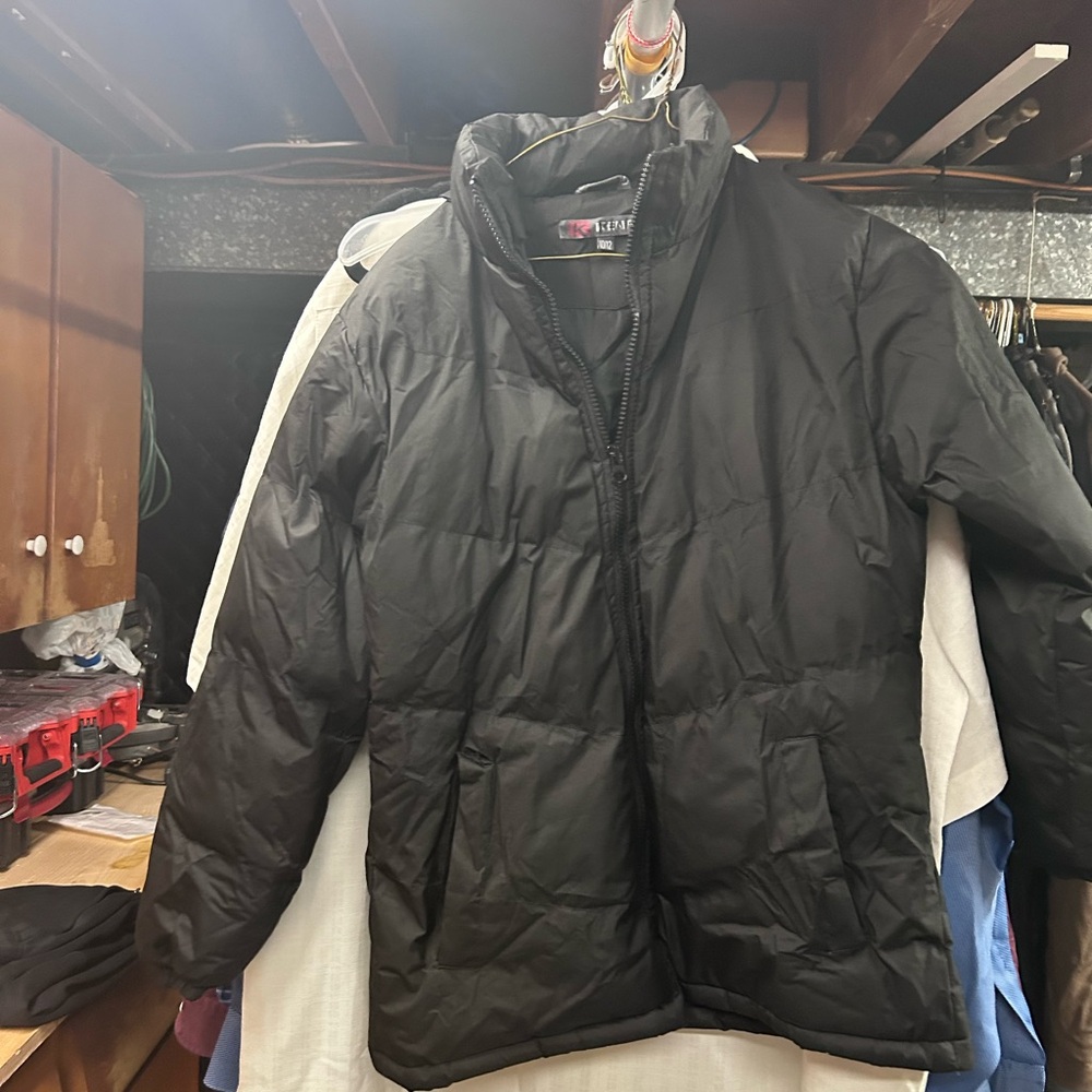 Matte Black Quilted Puffer Coat with High Neck